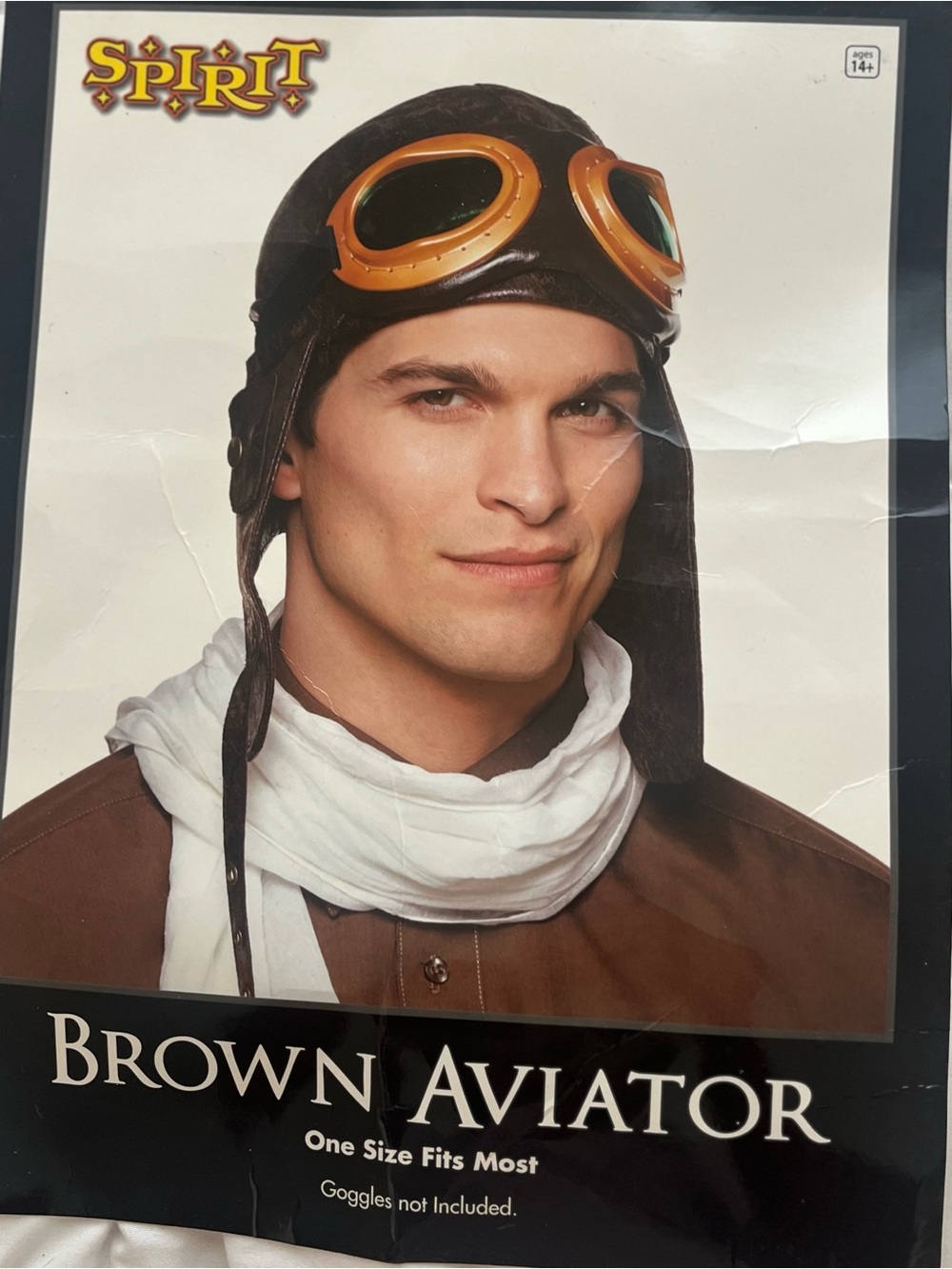 Spirit Brown Aviator Cap with Orange Goggle Trim